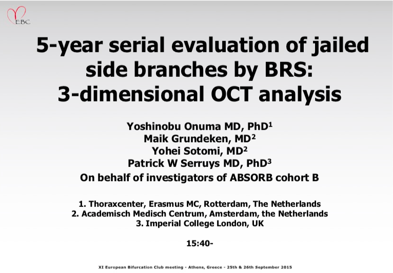Read more about the article 5-year serial evaluation of jailed side branches by BRS: 3-dimensional OCT analysis