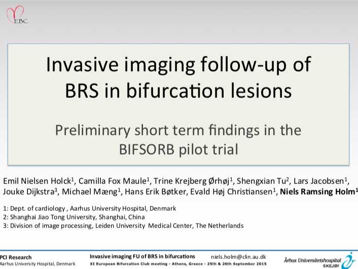Read more about the article Invasive imaging follow-up of BRS in bifurcation lesions – Preliminary short term findings in the BIFSORB pilot trial