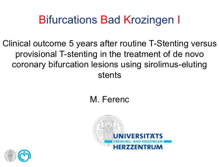 You are currently viewing Bifurcations Bad Krozingen I Clinical outcome 5 years after routine T-Stenting versus provisional T-stenting in the treatment of de novo coronary bifurcation lesions using sirolimus-eluting stents