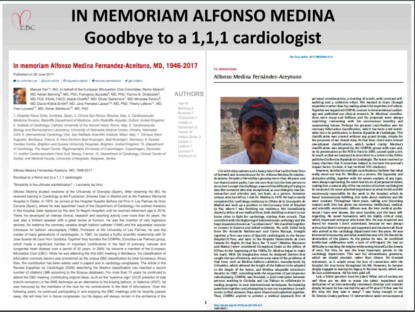 Read more about the article IN MEMORIAM ALFONSO MEDINA Goodbye to a 1,1,1 cardiologist